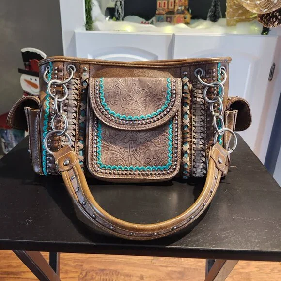 Montana West Purse / Brown and Turquoise - Picture 3 of 13